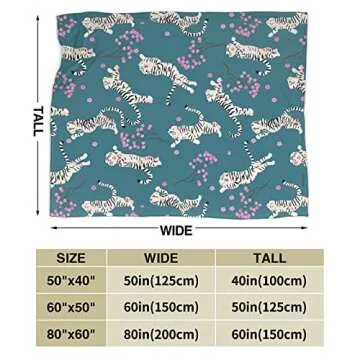 Tiger Throw Blanket Animal Soft Warm Lightweight Flannel Blanket Cozy Fuzzy Plush Bedding ​Blanket Gift for Boys Girls Teens Adults Couch Sofa 80"x60"