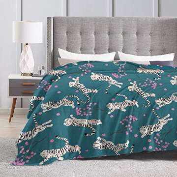 Tiger Throw Blanket Animal Soft Warm Lightweight Flannel Blanket Cozy Fuzzy Plush Bedding ​Blanket Gift for Boys Girls Teens Adults Couch Sofa 80"x60"