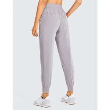 CRZ YOGA Women's Lightweight Workout Joggers 27.5" - Travel Casual Outdoor Running Athletic Track Hiking Pants with Pockets Dark Chrome Medium