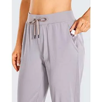 CRZ YOGA Women's Lightweight Workout Joggers 27.5" - Travel Casual Outdoor Running Athletic Track Hiking Pants with Pockets Dark Chrome Medium