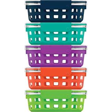 Ello Duraglass Glass Food Storage Containers & Reusable Condiment Set for Healthy Meal Prep