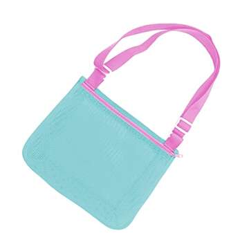 UTTPLL Colorful Mesh Beach Bag Adjustable Kids Quick Dry Net Tote for Seashell Collecting Beach Sand...