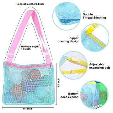 Colorful Kids Mesh Beach Bag Quick Dry Tote for Adventures