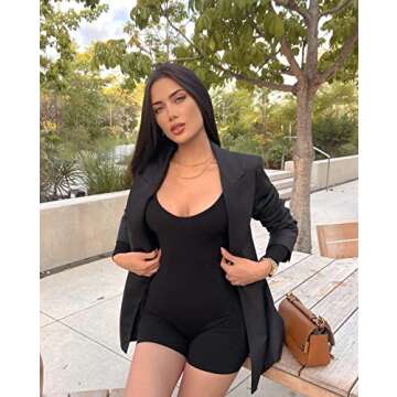 YIOIOIO Women Workout Seamless Jumpsuit Yoga Ribbed Bodycon One Piece Spaghetti Strap Shorts Romper