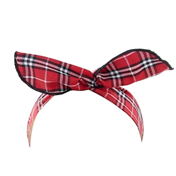 Carede Twist Bow Wire Headbands Head Wrap Retro Bowknot Polka Dot Lattice Design Rabbit ear Wired Hairbands Hair Holder Hair Accessory for Women and Girls,Pack of 9