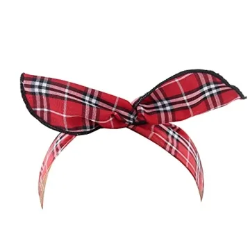 Carede Twist Bow Wire Headbands Head Wrap Retro Bowknot Polka Dot Lattice Design Rabbit ear Wired Hairbands Hair Holder Hair Accessory for Women and Girls,Pack of 9