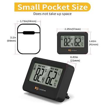 4PCS Mini Digital Hygrometer and Thermometer,Reptile Thermometer with Magnetic & Tablestand, Indoor Temperature and Humidity Meter Gauge for Humidors Greenhouse Garden Cellar Closet Guitar Case