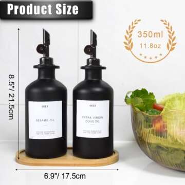 Gelury Olive Oil Dispenser for Kitchen, Oil Dispenser Bottle 13.8oz, Glass Oil and Vinegar Dispenser...