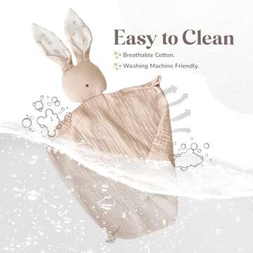 Mikito Organic Cotton Baby Muslin Lovey Bunny - Oeko-TEX & GOTS Certified - Security Blanket & Perfect Loveys for Babies - Unisex New Baby Gift for Ultimate Comfort & Peaceful Dreams