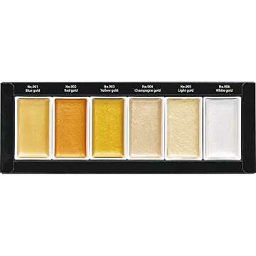 Kuretake GANSAI TAMBI STARRY COLORS, 6 colors set, Watercolor paint for Professional, for artists and crafters,Illustrations, Drawing, Lettering, Made in Japan