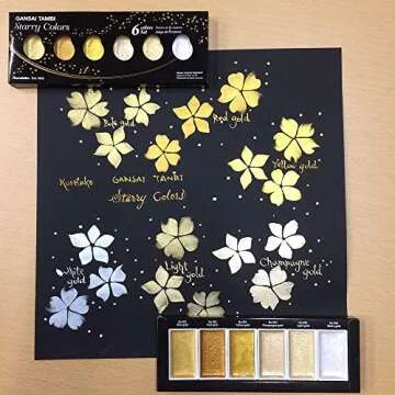 Kuretake GANSAI TAMBI STARRY COLORS, 6 colors set, Watercolor paint for Professional, for artists and crafters,Illustrations, Drawing, Lettering, Made in Japan