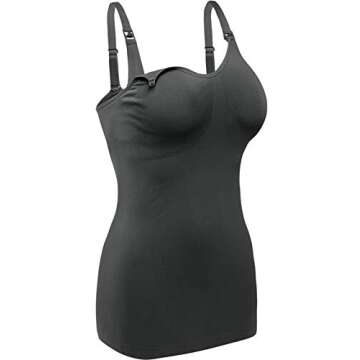 Women's Maternity Nursing Tank Tops with Built in Bra for Breastfeeding Shirt 4Pack Color Black Grey Green Size S