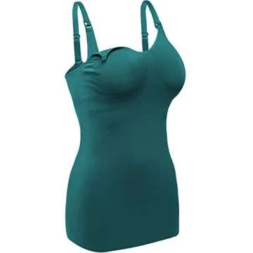 Women's Maternity Nursing Tank Tops with Built in Bra for Breastfeeding Shirt 4Pack Color Black Grey Green Size S
