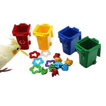 QBLEEV Conure Toys, Color Sorting Bin Bird Toys, Teaching Tool Box Parrot Toys, Trick Prop Training ...