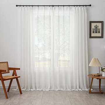 LUGOTAL Pinch Pleated Drapes - Off White Sheer Curtains 108 Inches Long for Elegant Spaces