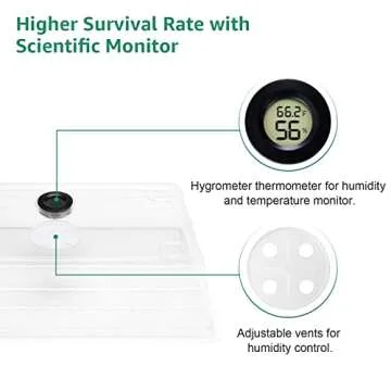 Bonviee 5 Packs Seed Starter Tray with Hygrometer Thermometer, 40-Cell Seed Starter Kit with Clear and Elevated Humidity Dome, Greenhouse Kit Indoor for Cloning, Propagation, Sprouting and Germination
