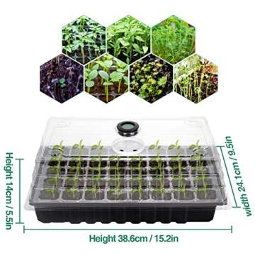 Bonviee 5 Packs Seed Starter Tray with Hygrometer Thermometer, 40-Cell Seed Starter Kit with Clear and Elevated Humidity Dome, Greenhouse Kit Indoor for Cloning, Propagation, Sprouting and Germination
