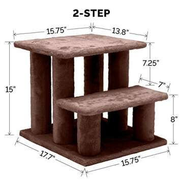 Furhaven Steady Paws Multi-Step Pet Stairs for High Beds & Sofas - Brown, 3-Step