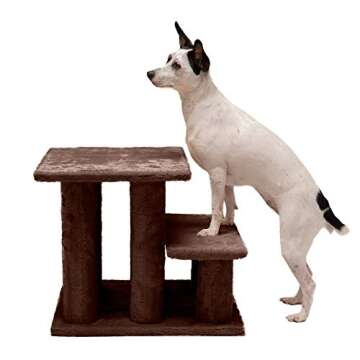Furhaven Steady Paws Multi-Step Pet Stairs for High Beds & Sofas - Brown, 3-Step