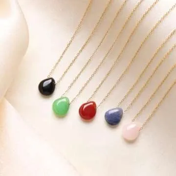 Joxevyia Carnelian Necklace Red Carnelian Raw Stone Healing Crystals Necklace Tear Drop Gemstone Pendant Necklace for Women Anniversary Birthday Valentines for Her