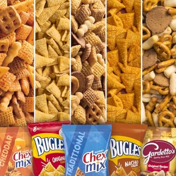 Classic Mix Snack Variety Pack, Bugles Original & Nacho Cheese, Gardetto’s Original Recipe, Chex Mix Traditional & Cheddar, 28 oz (20 Bags)