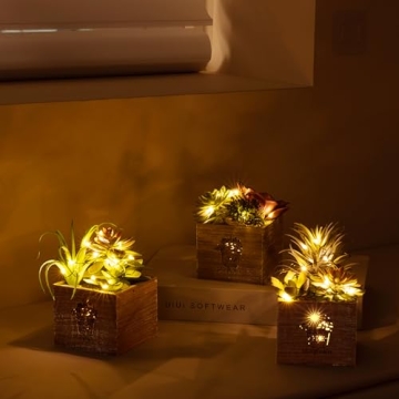 LED String Light Artificial Succulents for Home Decor