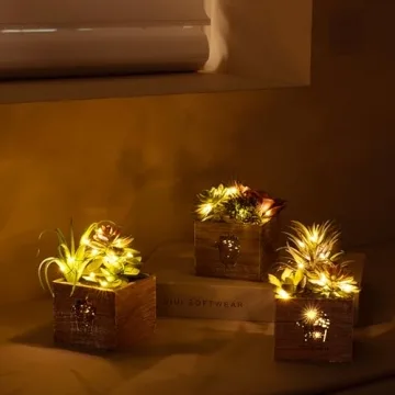 LED String Light Artificial Succulents for Home Decor