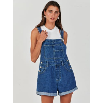 ANRABESS Women's Summer Denim Overalls Loose Fit Adjustable