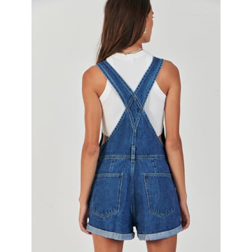 ANRABESS Women's Summer Denim Overalls Loose Fit Adjustable