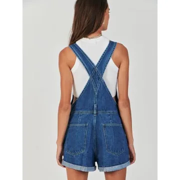 ANRABESS Women's Summer Denim Overalls Loose Fit Adjustable