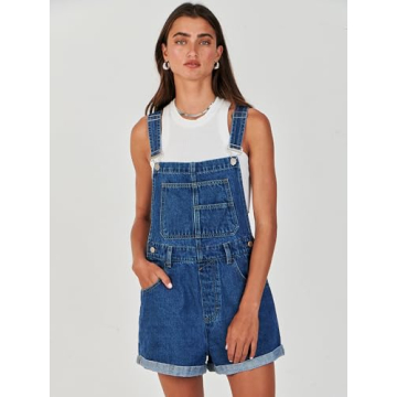 ANRABESS Women's Summer Denim Overalls Loose Fit Adjustable