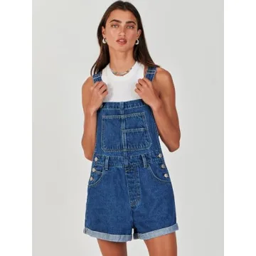 ANRABESS Women's Summer Denim Overalls Loose Fit Adjustable