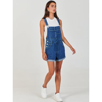 ANRABESS Women's Summer Denim Overalls Loose Fit Adjustable