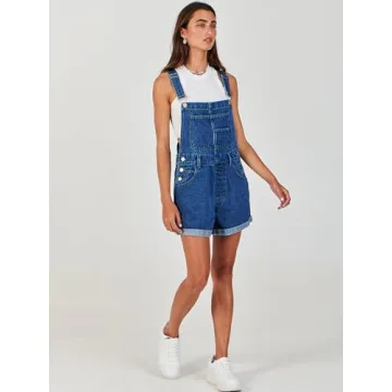 ANRABESS Women's Summer Denim Overalls Loose Fit Adjustable