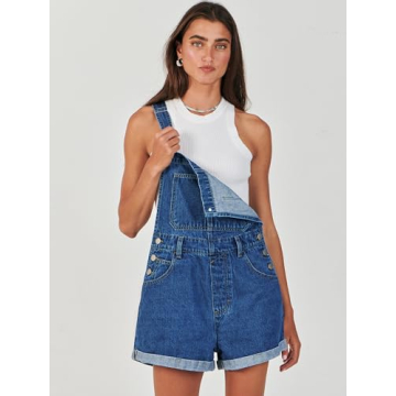 ANRABESS Women's Summer Denim Overalls Loose Fit Adjustable