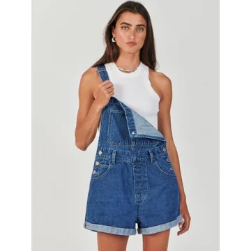 ANRABESS Women's Summer Denim Overalls Loose Fit Adjustable