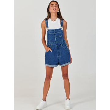 ANRABESS Women's Summer Denim Overalls Loose Fit Adjustable