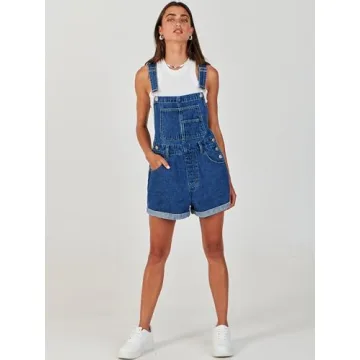ANRABESS Women's Summer Denim Overalls Loose Fit Adjustable