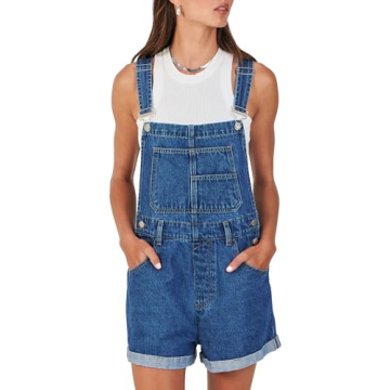 ANRABESS Women's Summer Denim Overalls Loose Fit Adjustable