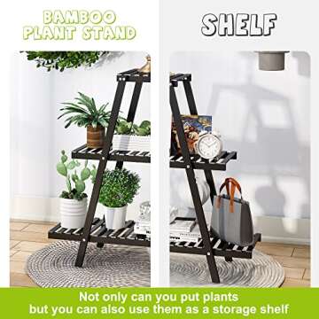 BMOSU Bamboo Plant Stand for Indoor Outdoor Use 3 Tier