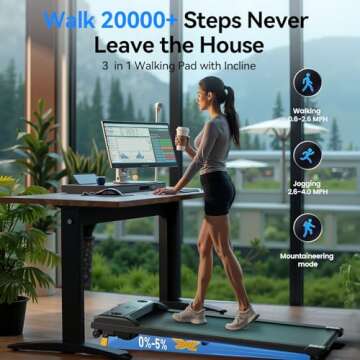 Servfit Walking Pad, 2.5HP Under Desk Treadmill for Home, 3 in 1 Portable Treadmill with Remote Cont...