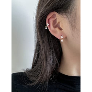 14K Gold Plated Tiny Hoop Earrings with Cubic Zirconia