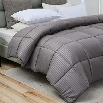 Dorrin Nessin Queen All-Season Comforter Grey Stripe