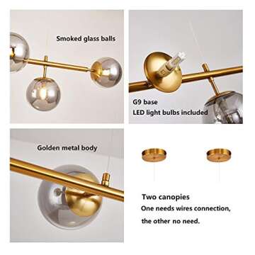 Dellemade 6-Lights Sputnik Chandelier - Elegant Design