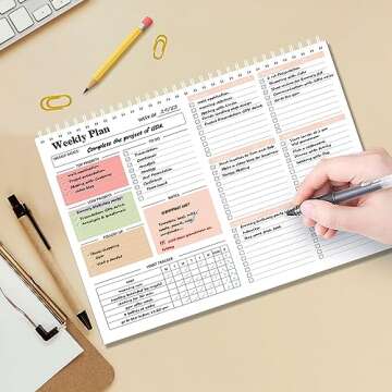 Weekly To Do List Notepad - Weekly Planner Notepad with Undated 52 Sheets, 8.5x11", Weekly To Do Pad with Habit Tracker, Perfect Work Office & School Organization for Women, Teacher, College Students