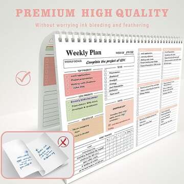 Weekly To Do List Notepad - Weekly Planner Notepad with Undated 52 Sheets, 8.5x11", Weekly To Do Pad with Habit Tracker, Perfect Work Office & School Organization for Women, Teacher, College Students