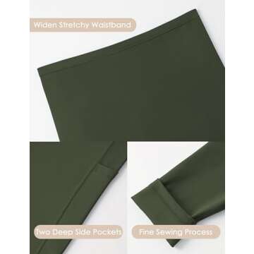 POSHDIVAH Women's Maternity Workout Leggings Over The Belly Pregnancy Yoga Pants with Pockets Soft Active Wear Work Pants Green Small