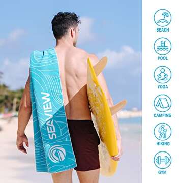 Seaview 180 Akumal Oversized Microfiber Beach Towel, Quick Dry Towel-Travel Towel-Camping Towel Super Absorbent-75% Recycled