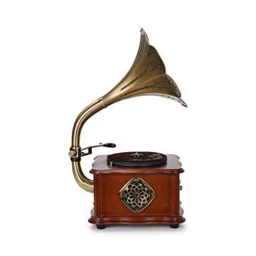 Wooden Gramophone Vinyl Record Player Speakers System Control 33/45 RPM FM AUX USB Ouput Bluetooth 4.2