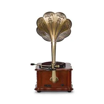 Wooden Gramophone Vinyl Record Player Speakers System Control 33/45 RPM FM AUX USB Ouput Bluetooth 4.2